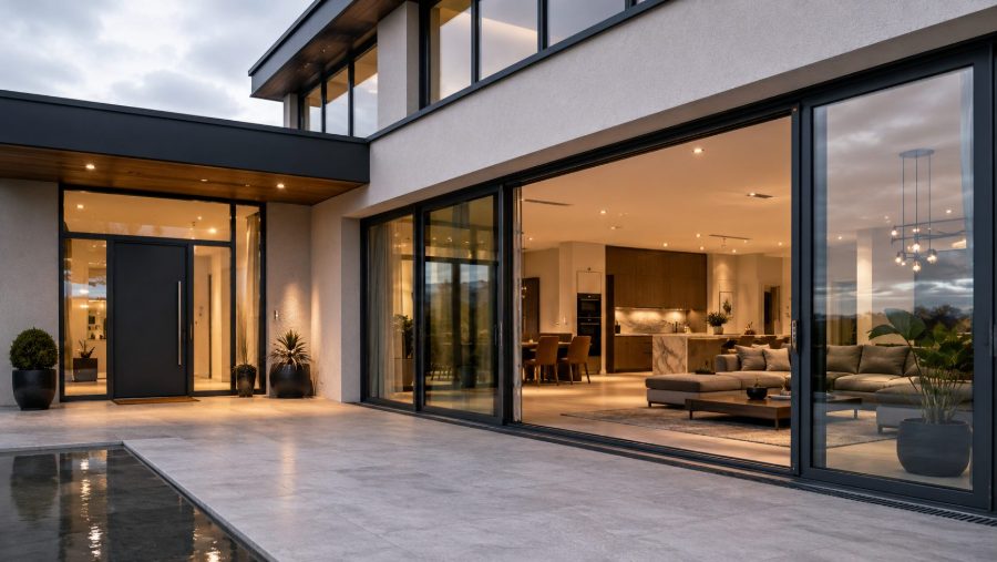 Aluminium sliding doors onto a terrace